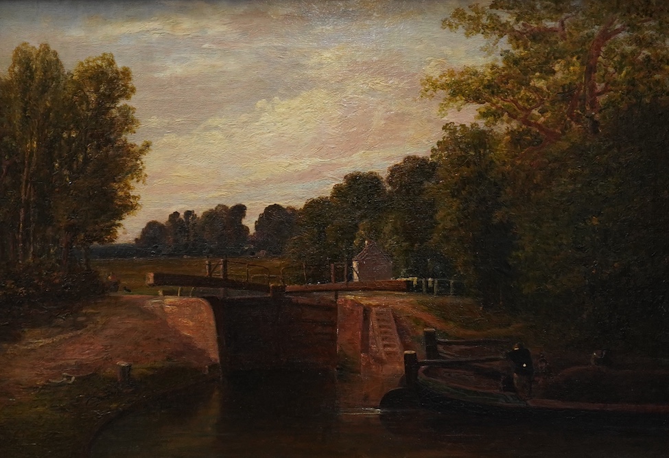 Arthur Gordon (1883-1944), pair of oils on canvas, Frith Farm, Dover and The Lock below Gallows Bridge, Brentford, unsigned, each inscribed in ink verso, 34 x 49cm. Condition - fair to good